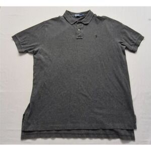 Polo Ralph Lauren men's gray short sleeve polo shirt XL 100% Cotton green logo